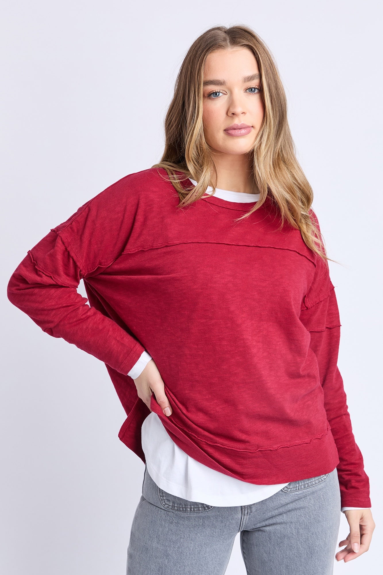 Jayne Throw On Top - Rhubarb