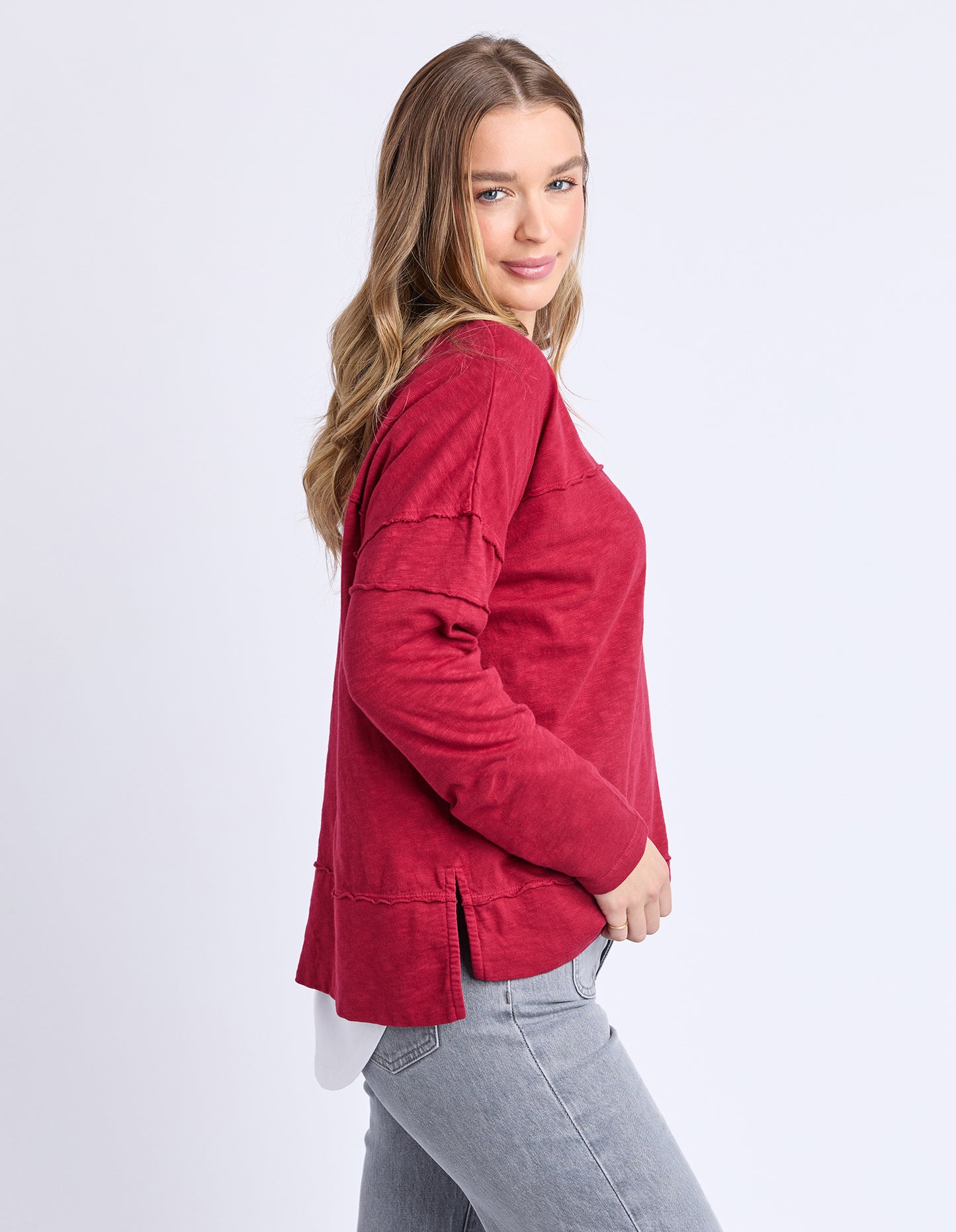 Jayne Throw On Top - Rhubarb