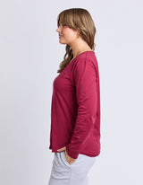 Pima Long Sleeve V Tee - Maroon