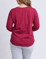 Pima Long Sleeve V Tee - Maroon