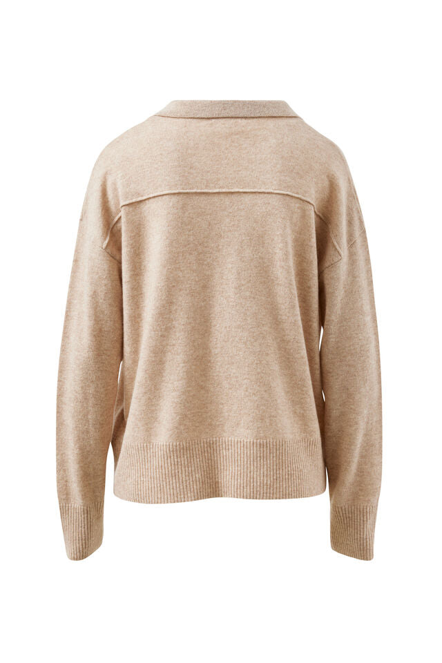 Bec Knit Collared Pullover - Oat Marle
