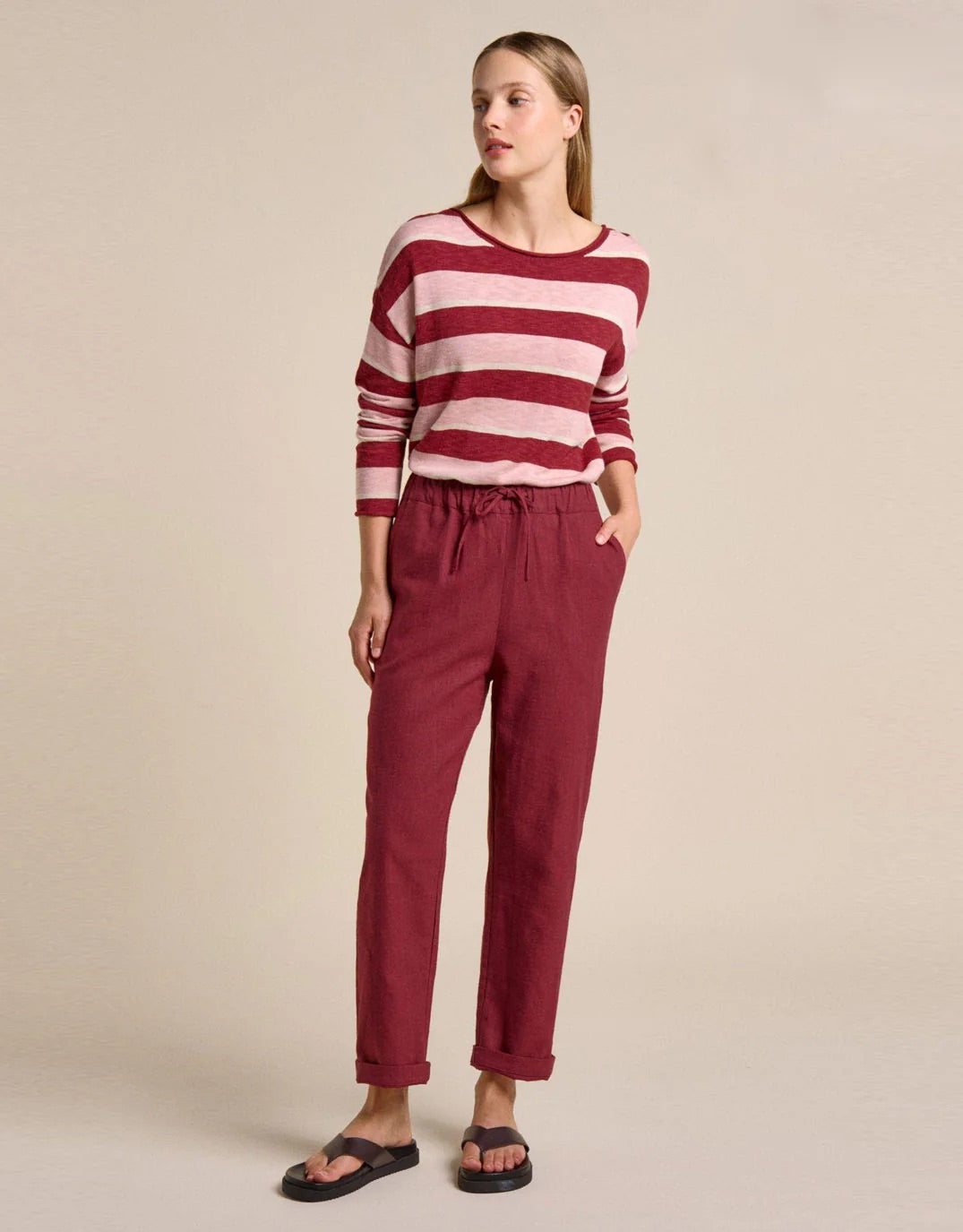 Sophie Stripe Top - CherrySoft Pink