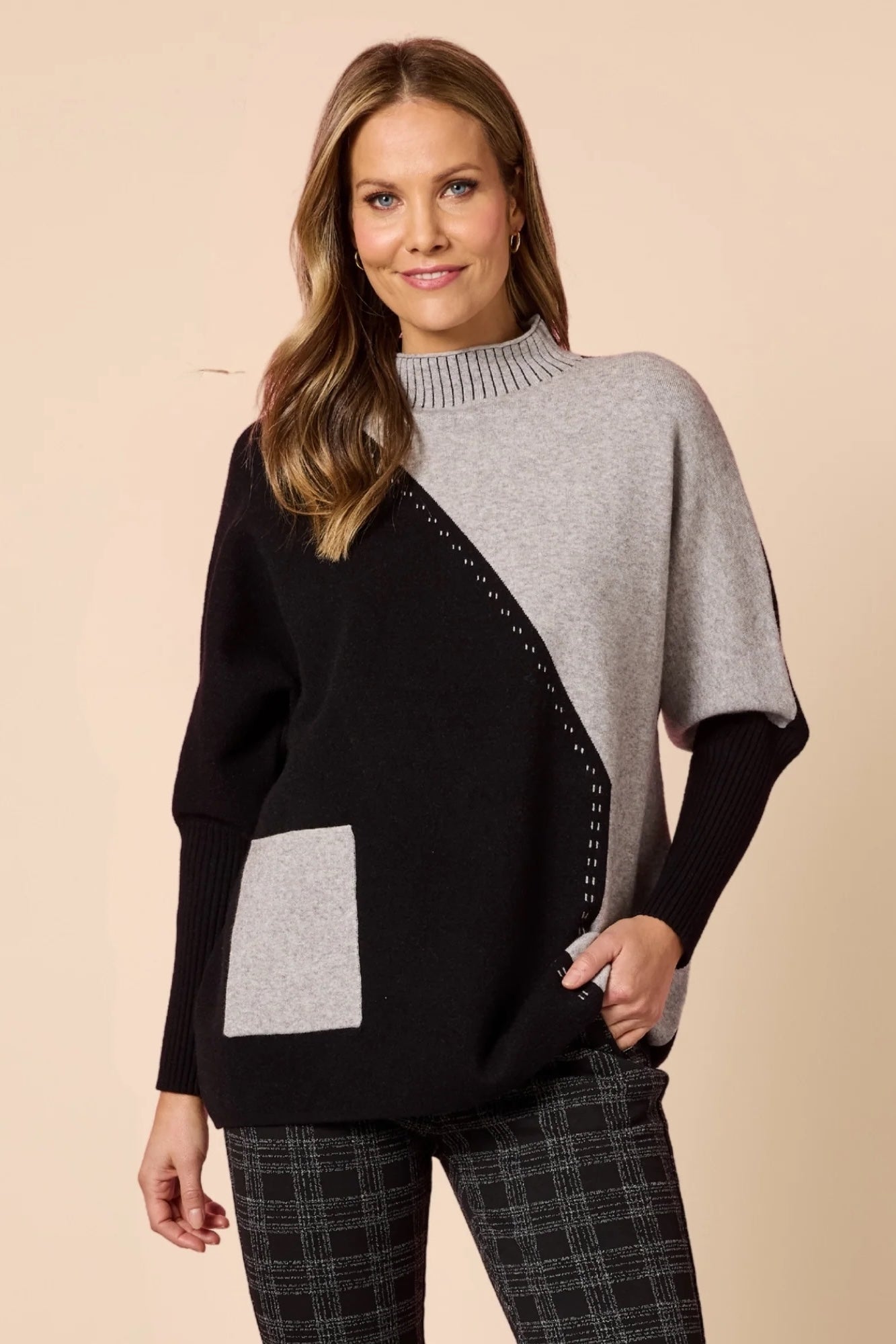 Cannes Spliced Knit - Black/Grey