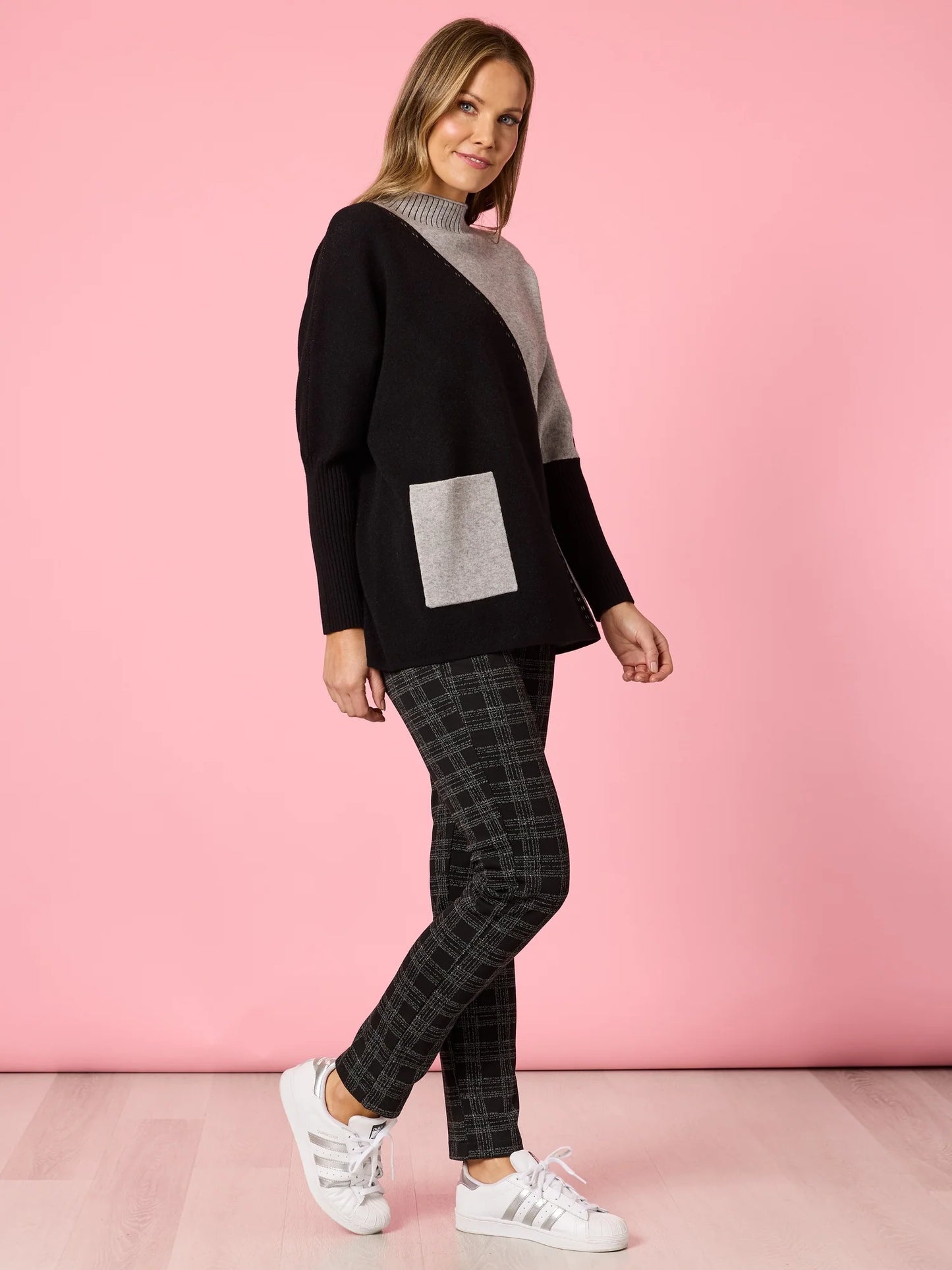 Cannes Spliced Knit - Black/Grey