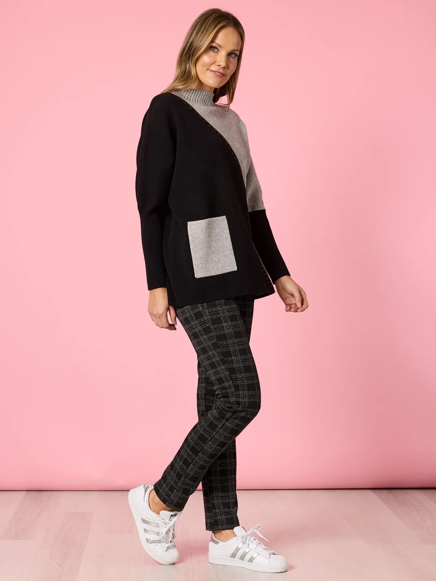 Cannes Spliced Knit - Black/Grey
