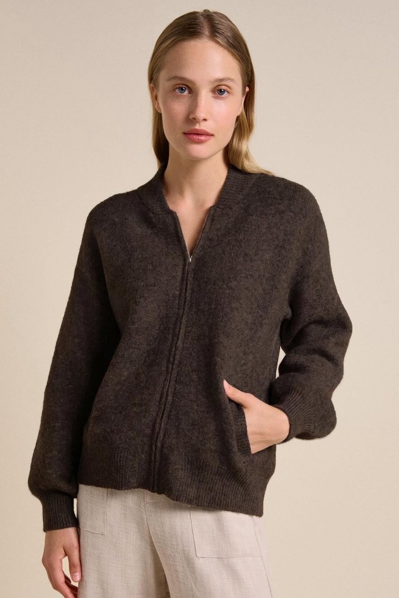 Knitted Bomber - Chocolate