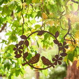 Bird & Flower Hanging Wreath - Rust
