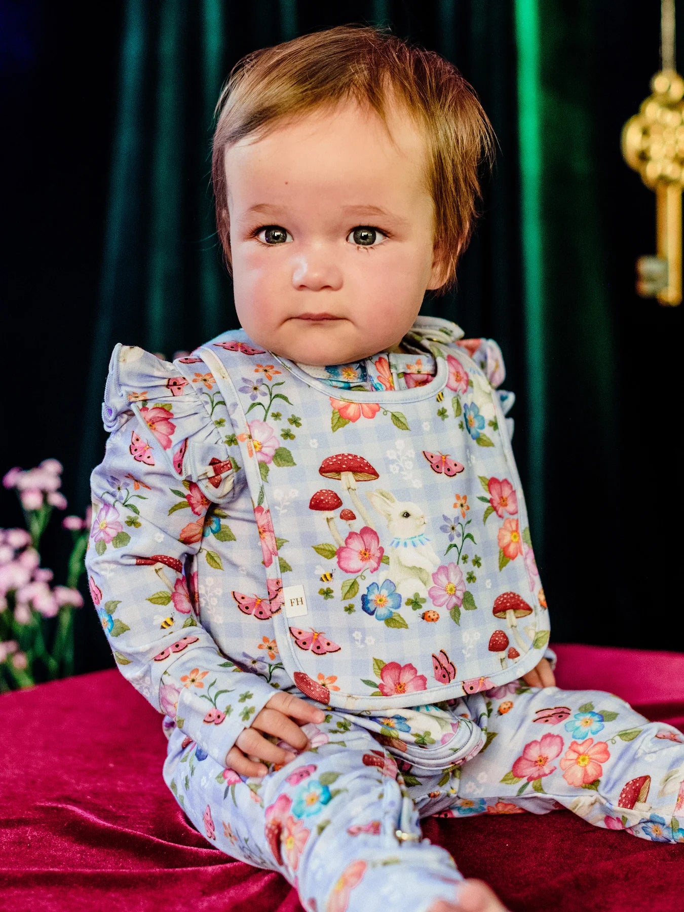 Dandy Duo Bibs Bunny Forest - Cornflower