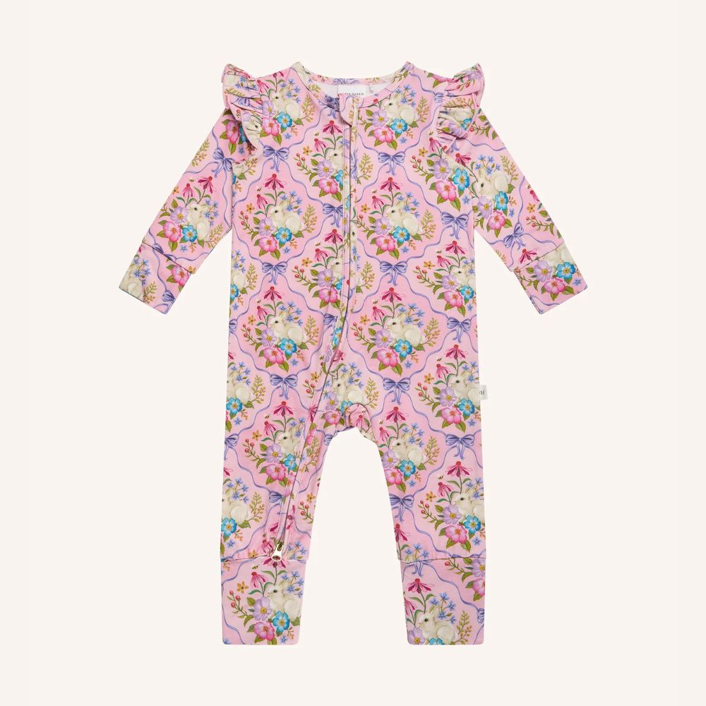 Precious Frill Coverall Bunnies & Bows - Pink Love