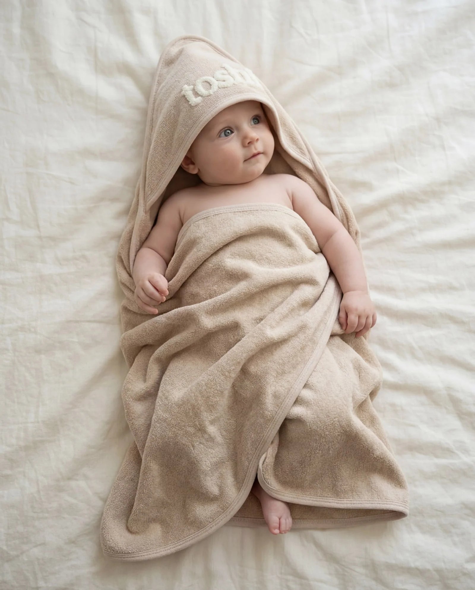 Hooded Baby Bath Towel - Oatmeal