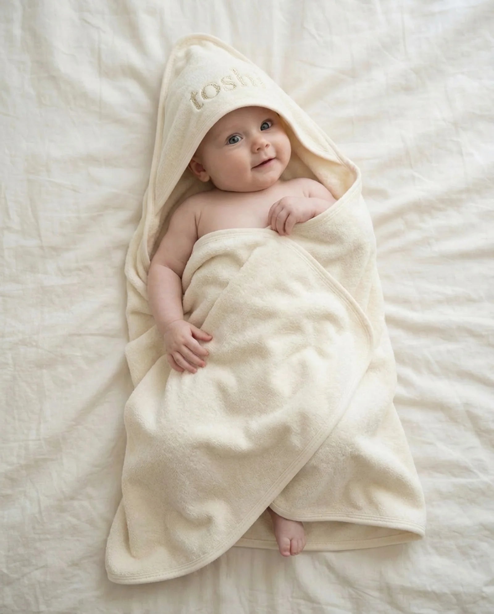 Hooded Baby Bath Towel - Cream