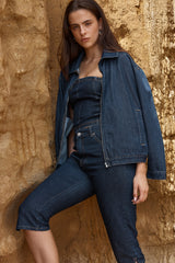 Kumi Zip Denim Jacket - Navy
