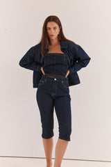 Kumi Zip Denim Jacket - Navy