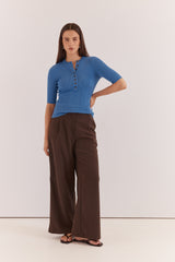 Natalie Wide Leg Trouser - Chocolate Brown