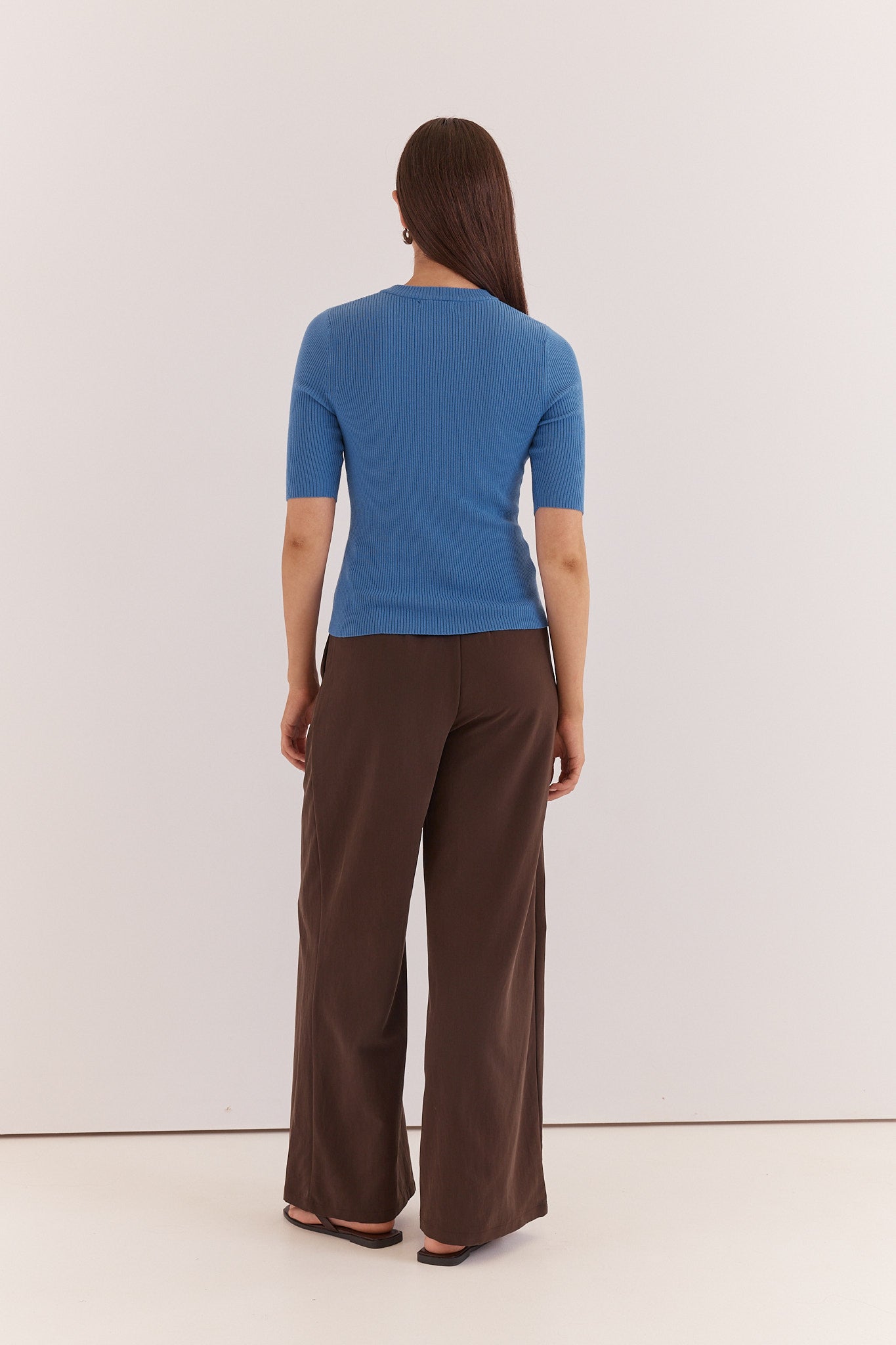 Natalie Wide Leg Trouser - Chocolate Brown
