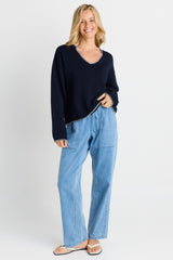 Ascot Stitch Sweater - Navy