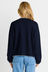 Ascot Stitch Sweater - Navy