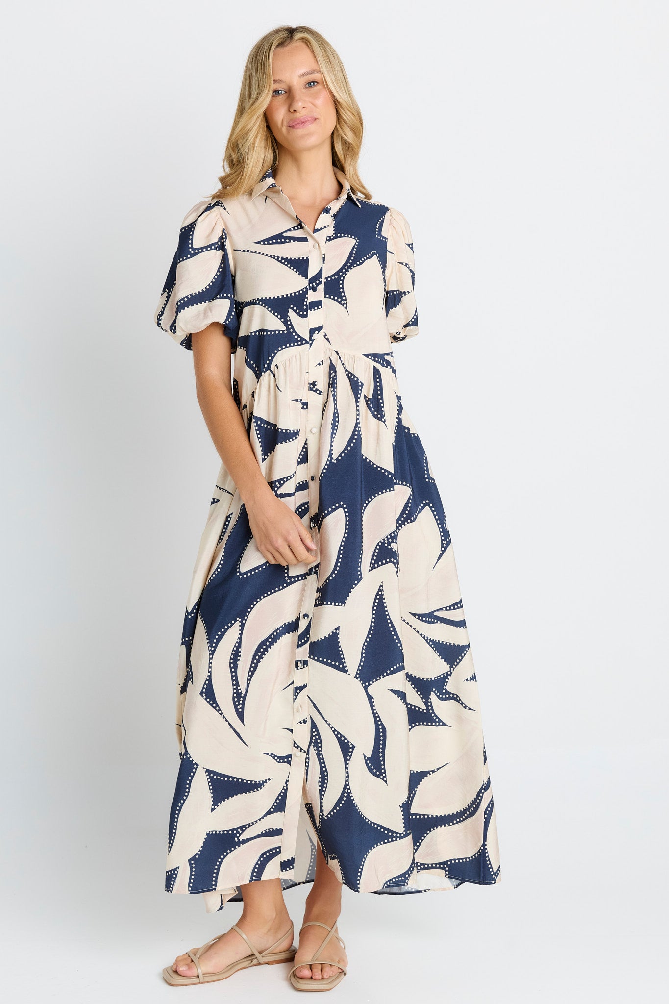Nova Shirt Dress - Navy Floral Print