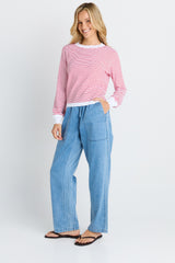 Scallop Knit Sweater - Red Stripe