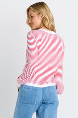 Scallop Knit Sweater - Red Stripe