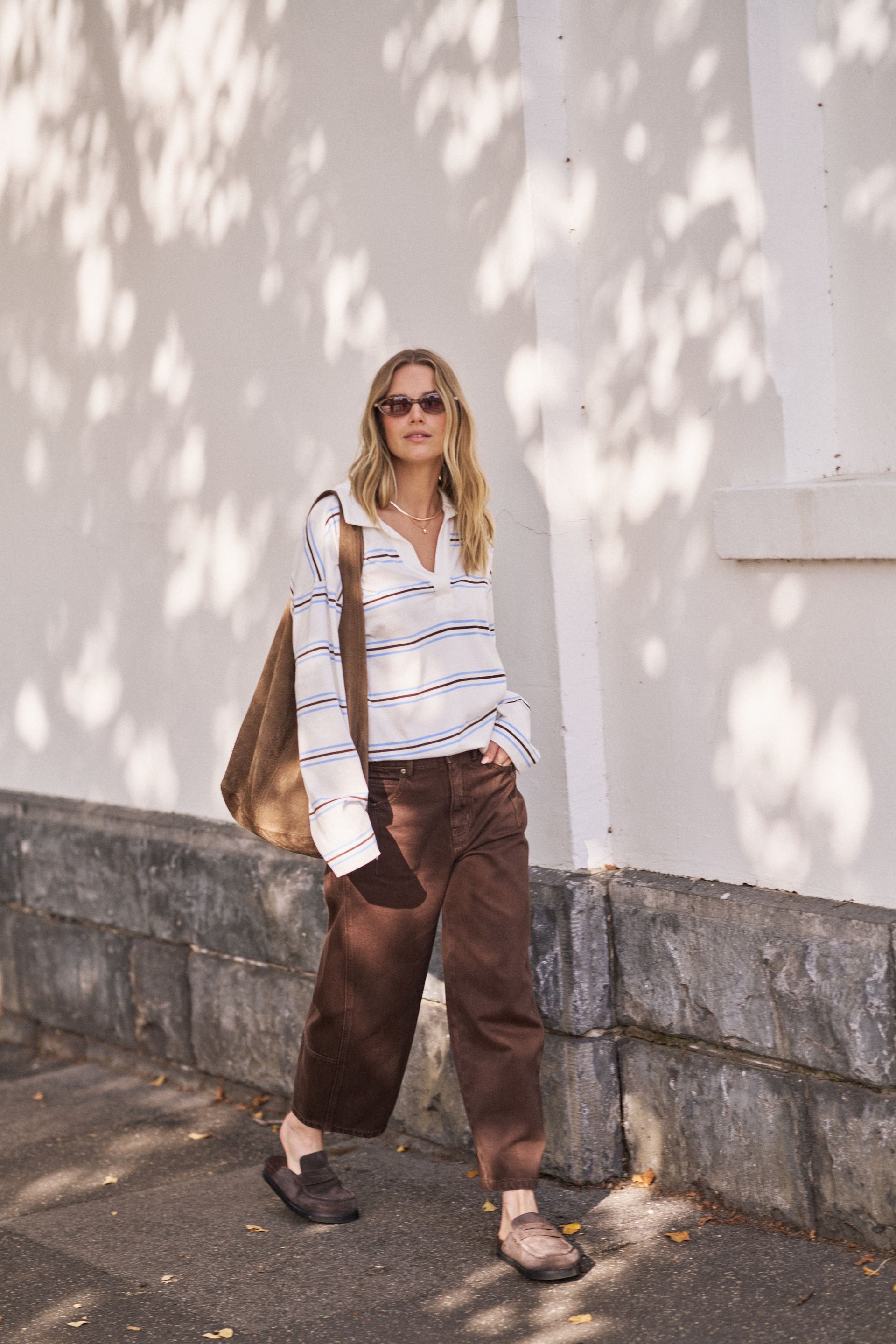 Shelby Slouchy Rugby Top - Vanilla/Brunette
