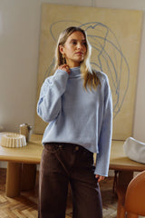 Finley Funnel Neck Knit - China Blue