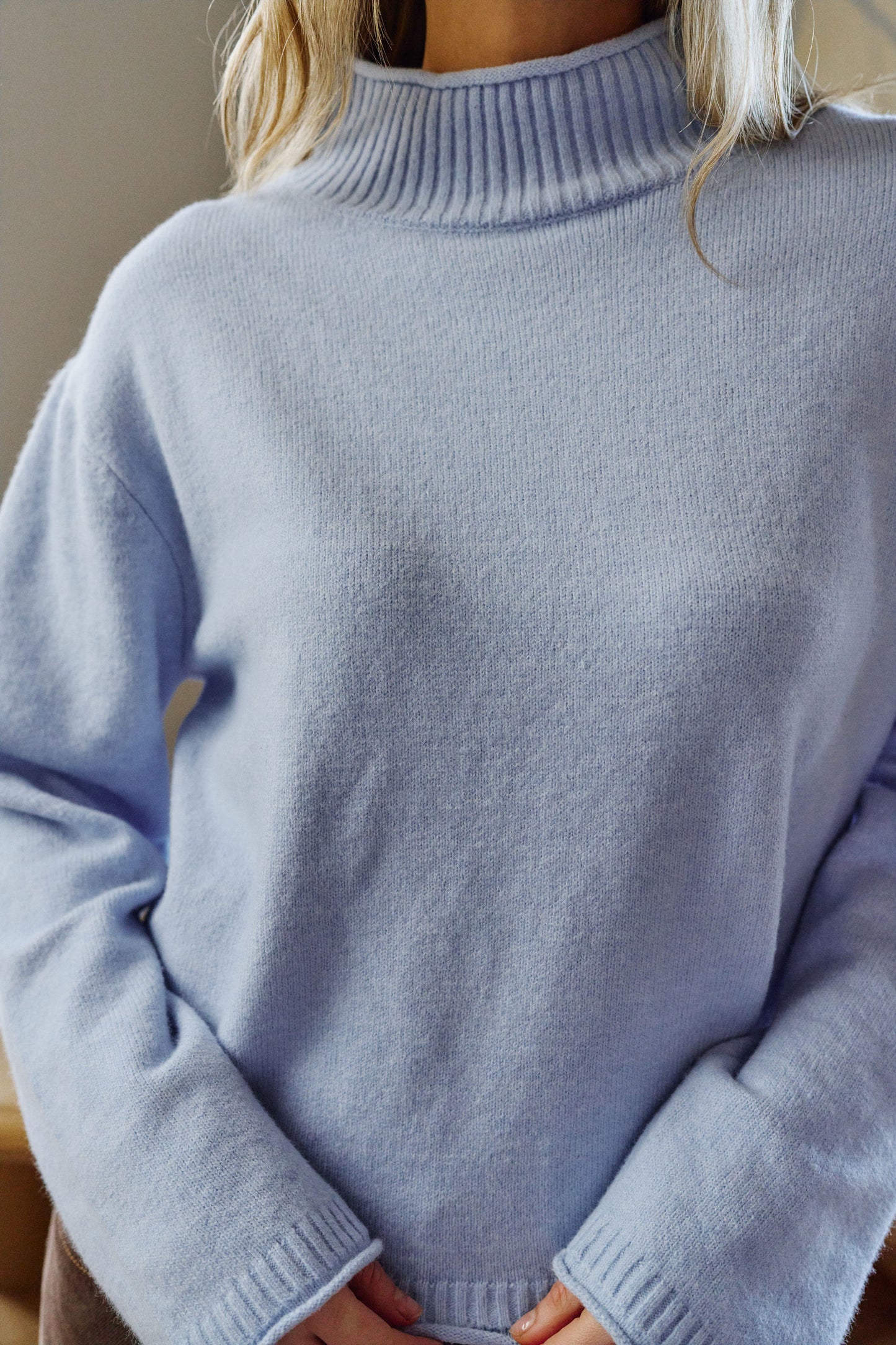 Finley Funnel Neck Knit - China Blue