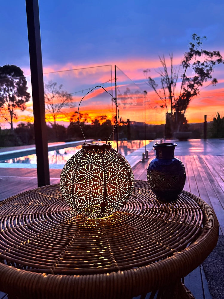 Solar Lantern Round 20cm - Copper