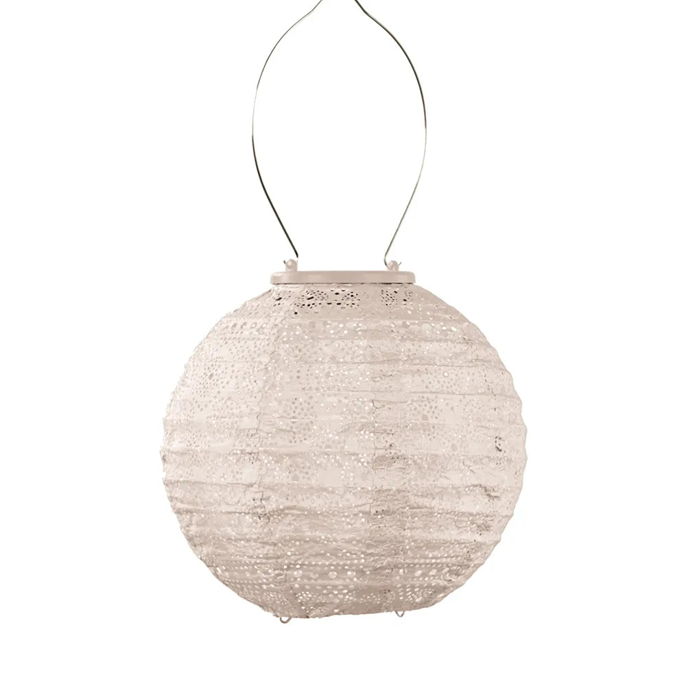 Solar Lantern Round 20cm - Soft Blush