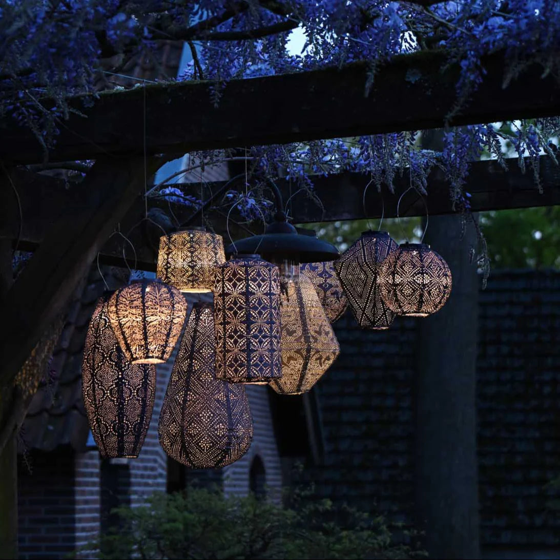 Solar Lantern Round 20cm - Mocha Mousse