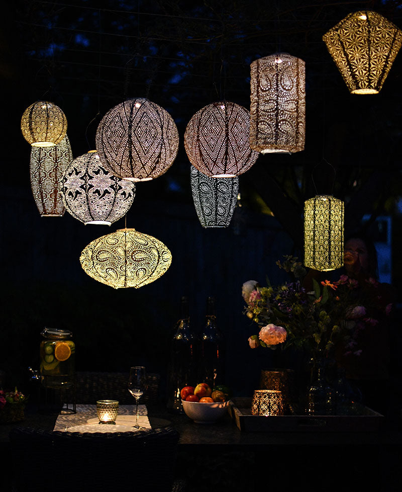 Solar Lantern Long Oval - Dark Grey