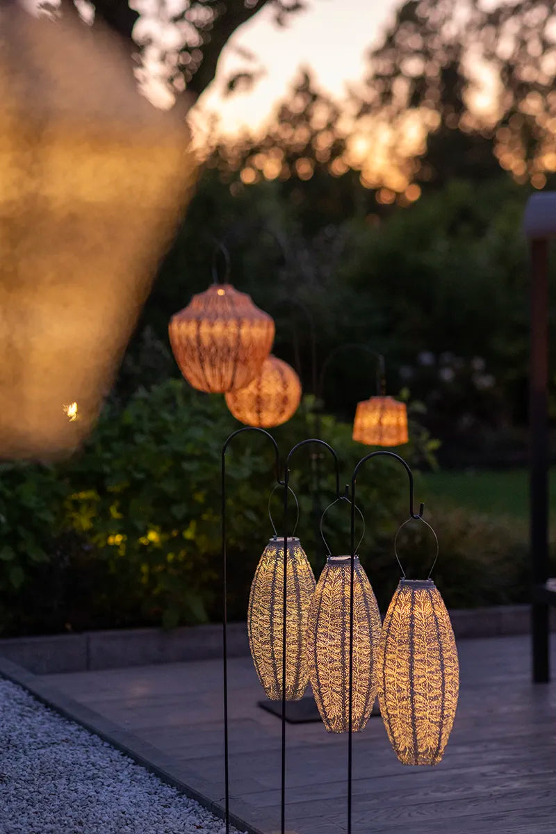 Solar Lantern Long Oval - Light Taupe