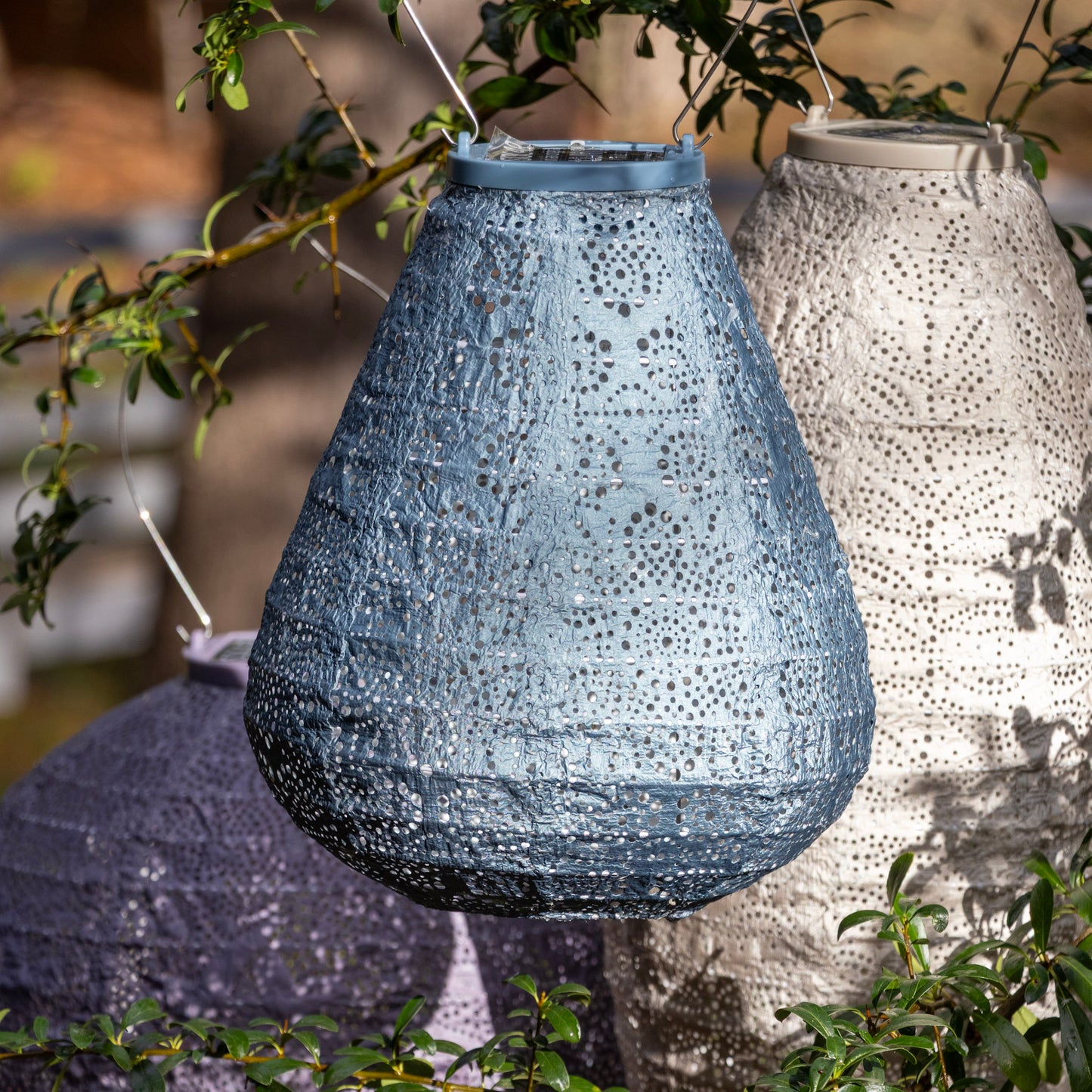 Solar Lantern Tulip - Grey Blue