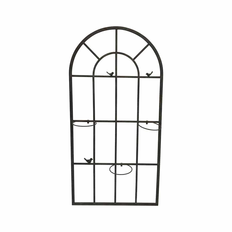 French Window Wall Art With Greige Pots 65x130cm