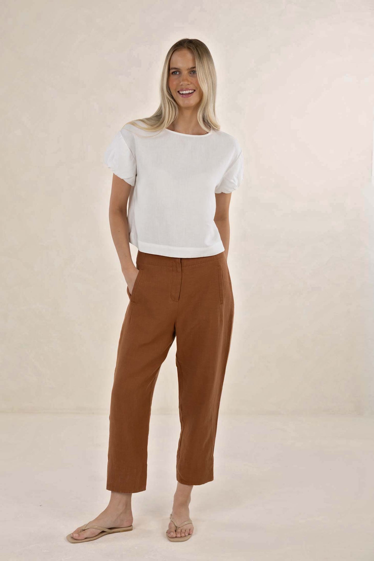 Huxe Linen Pant - Tobacco