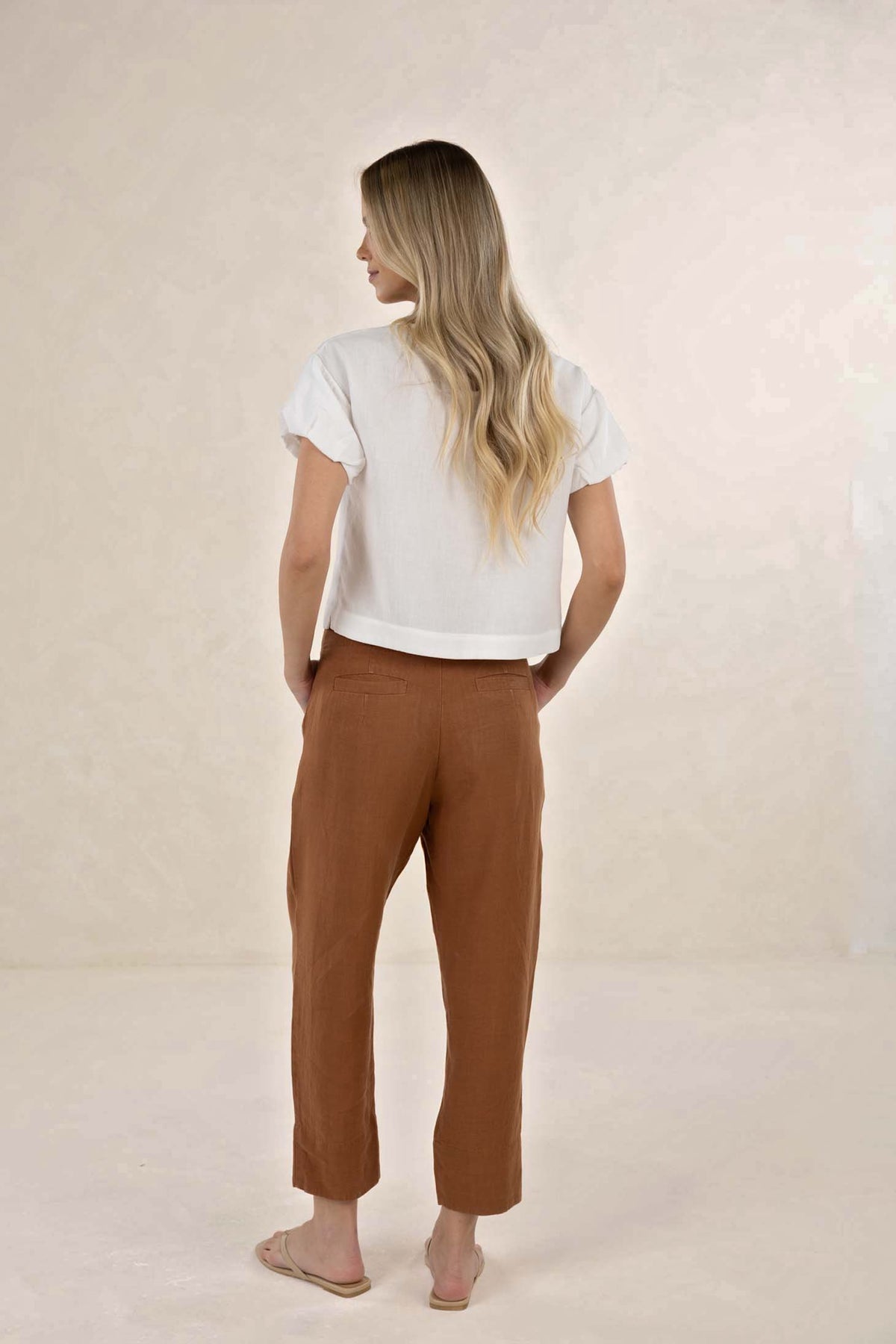 Huxe Linen Pant - Tobacco