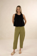 Huxe Linen Pant - Olive