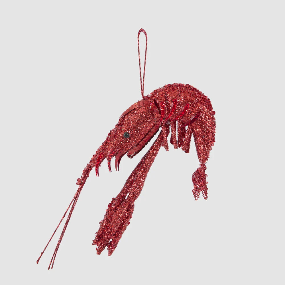 Ornament - Lester Glitter Red Prawn