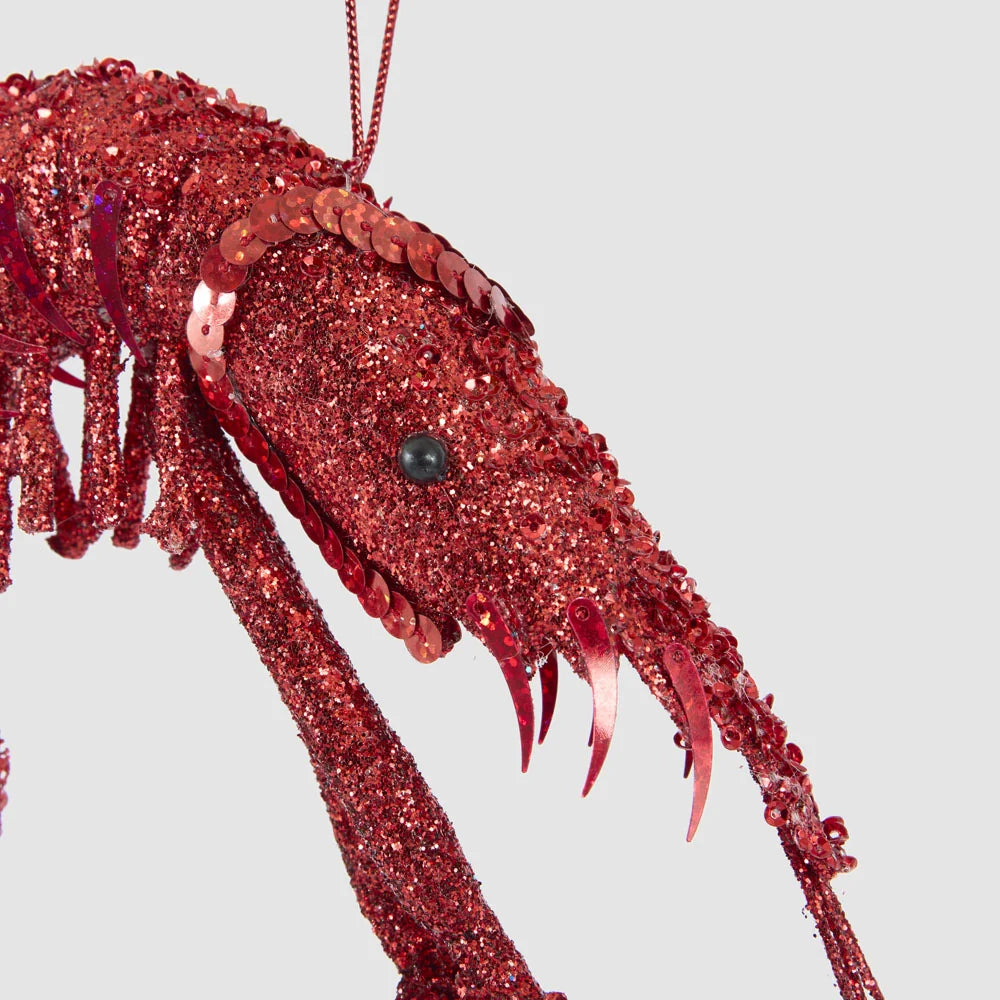 Ornament - Lester Glitter Red Prawn
