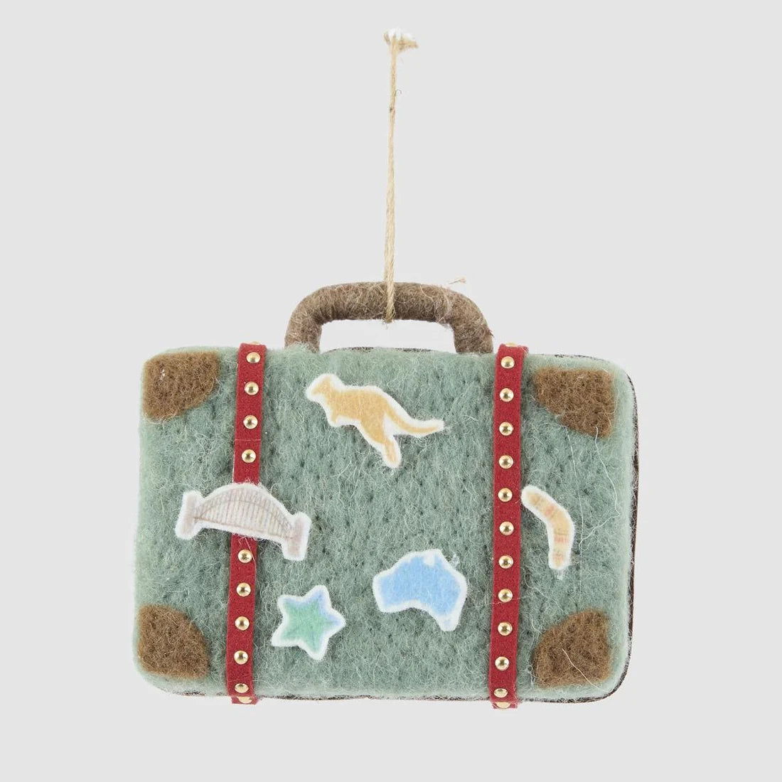 Hanging Decoration - Aussie Suitcase Let's Travel Green