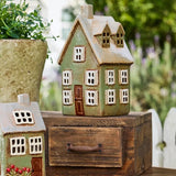 Devon Tea Light Cottage Tall - Sage