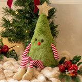 Green Fluffy Christmas Tree Sitting Decoration - Large