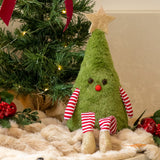 Green Fluffy Christmas Tree Sitting Decoration - Large