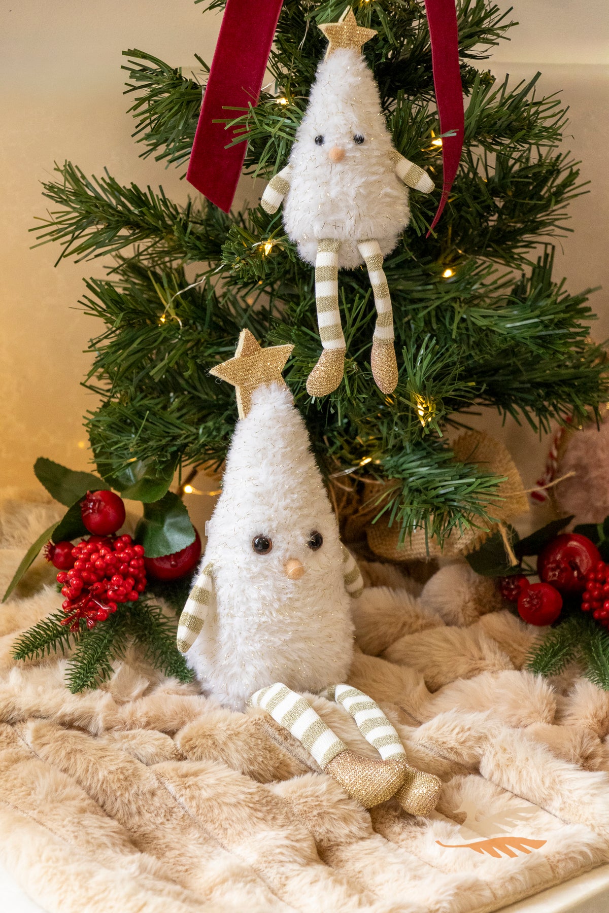 Fluffy White Christmas Tree Hanging Decoration