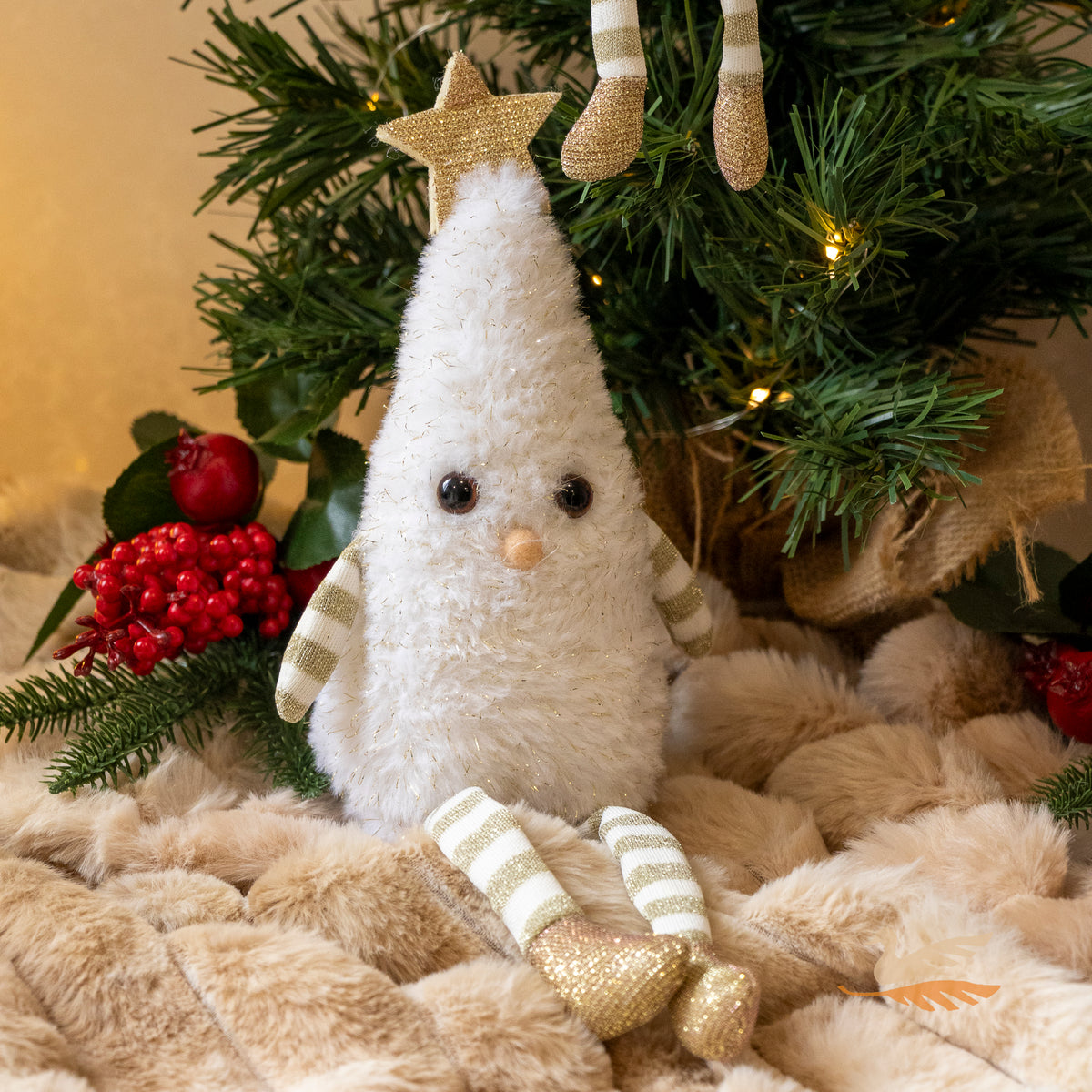 Sitting Decoration - Fluffy Christmas Tree White