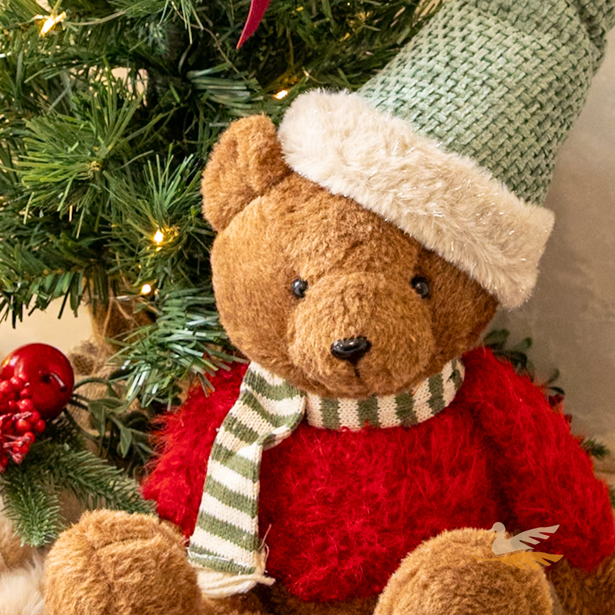 Bear With Sweater - Grey/Red