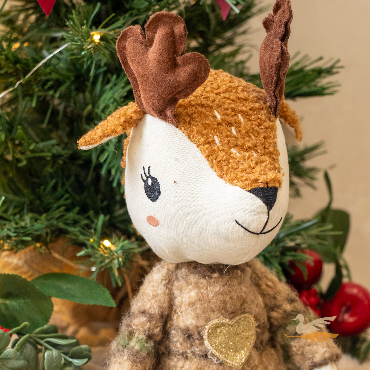 Sitting Deer With Jumper - Natural