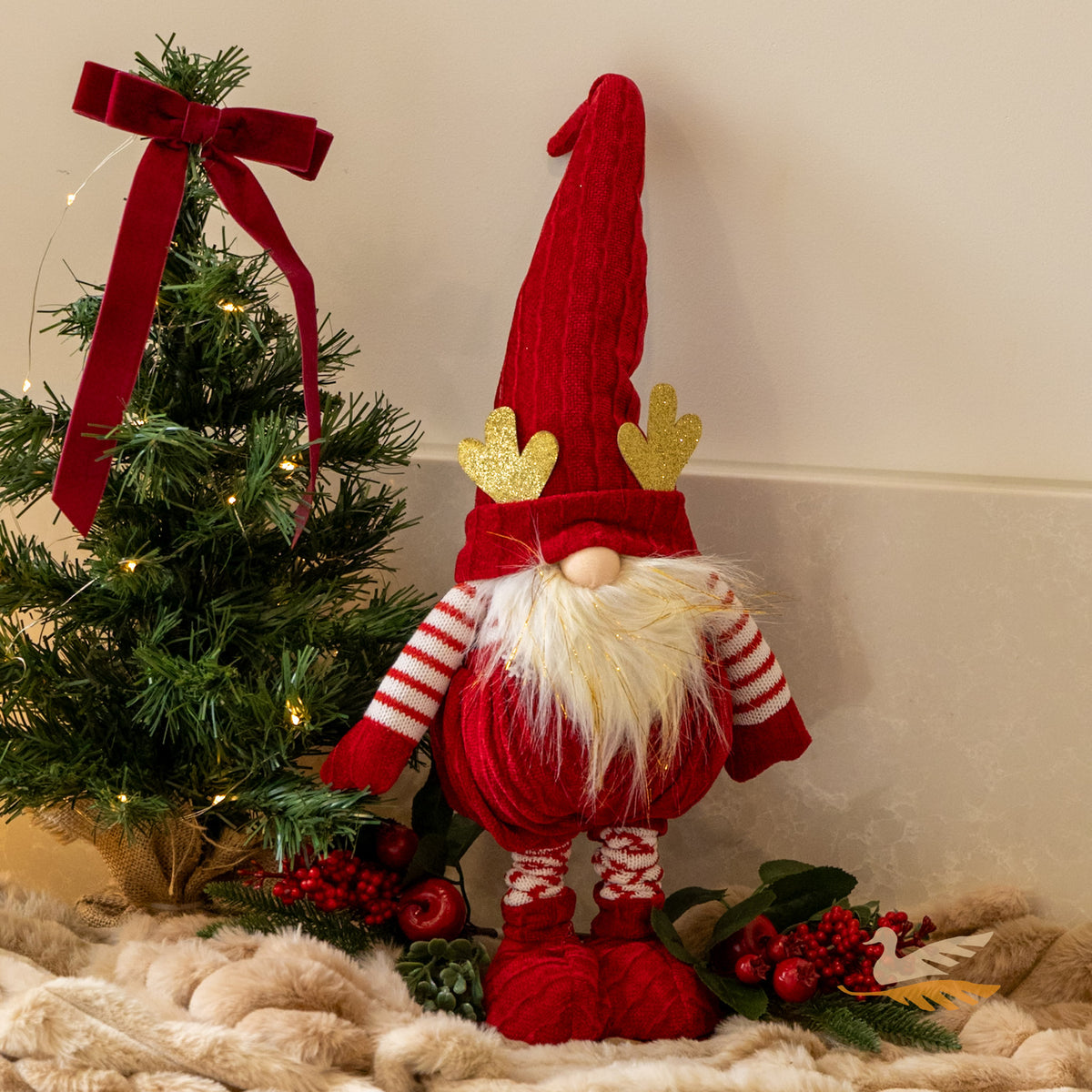 Festive Gnome Extendable Legs - Red/Green 72cm