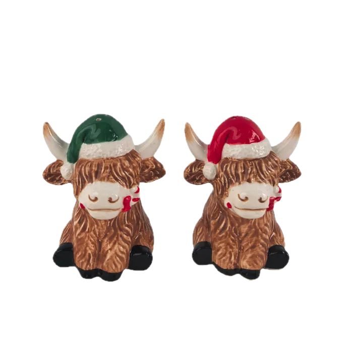 Highland Cow Salt & Pepper Ceramic Shakers
