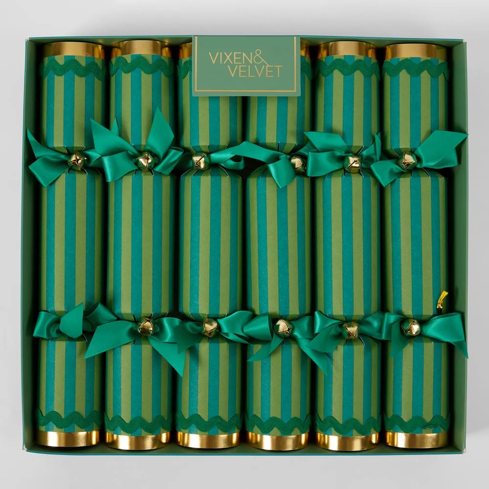 Crackers S/6 - Striped Verdant Green
